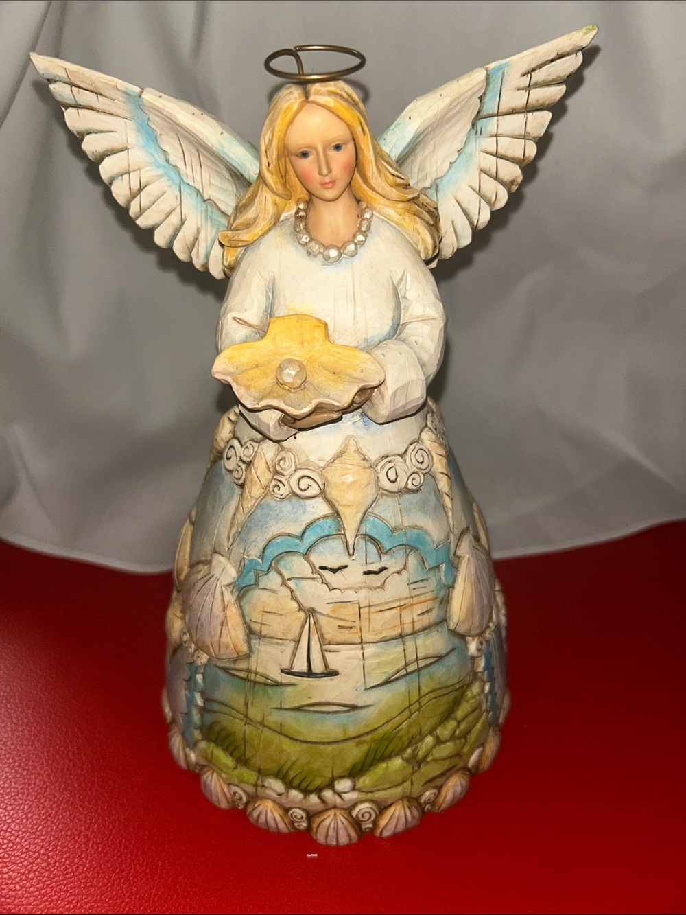 Jim Shore 203 Angel Sculpture in White, Blue and Gold excellent condition